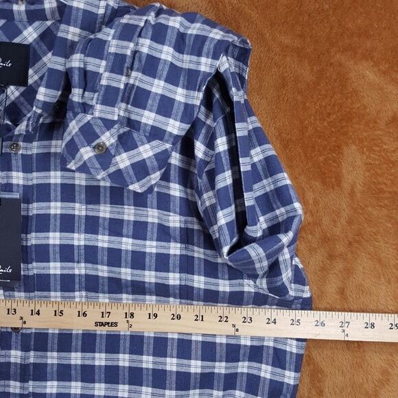 RAILS Mens Shirt XXL Blue Plaid Button Down Check REID Midnight Melange $148 - Picture 7 of 9